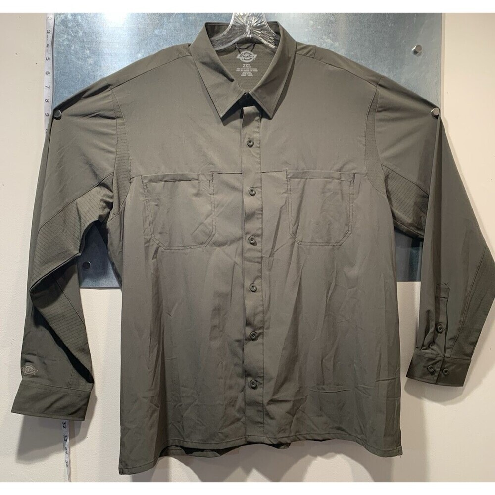 Dickies Vented Gray Long Sleeve Be Cool Performance Button Up Work Shirt 2XL - Picture 3 of 16